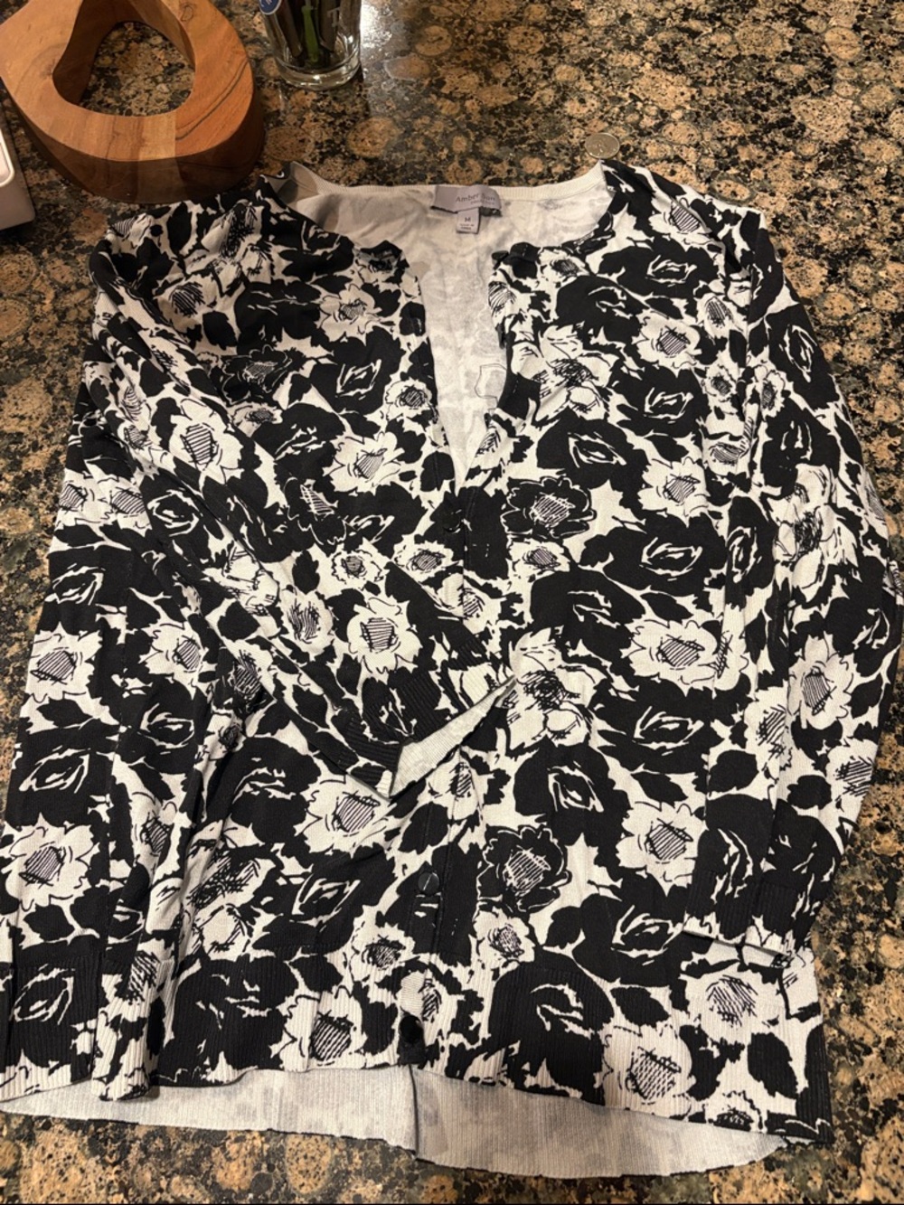 Black & White Floral Long Sleeve Tee - Anniella